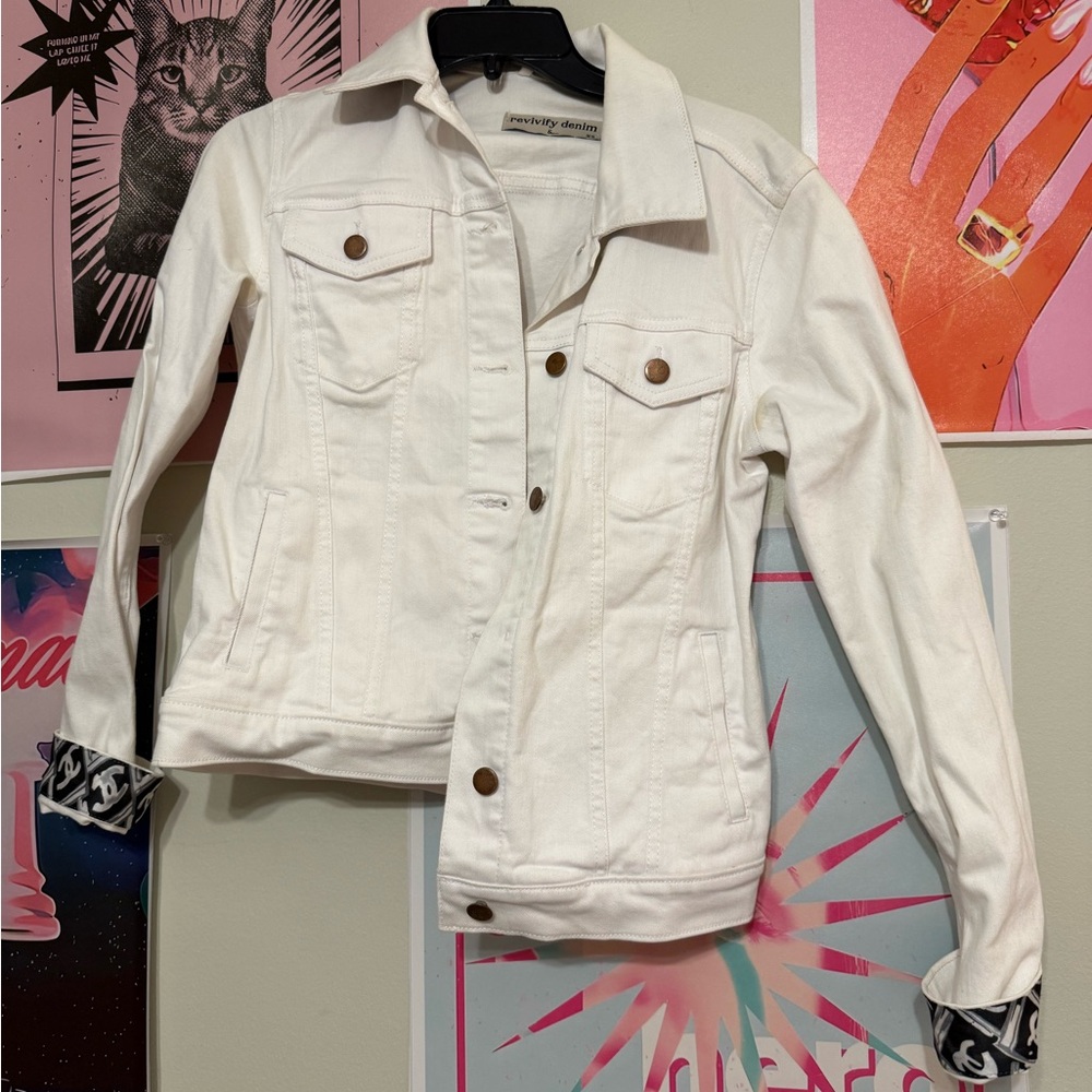 Channel White Jean Jacket Classic Trucker Style